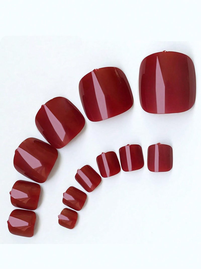 Solid Color Short Press-On Toenails with Adhesive Tabs 96 pcs 4 Colors ( 24 pcs For Each Color ) - Image 5